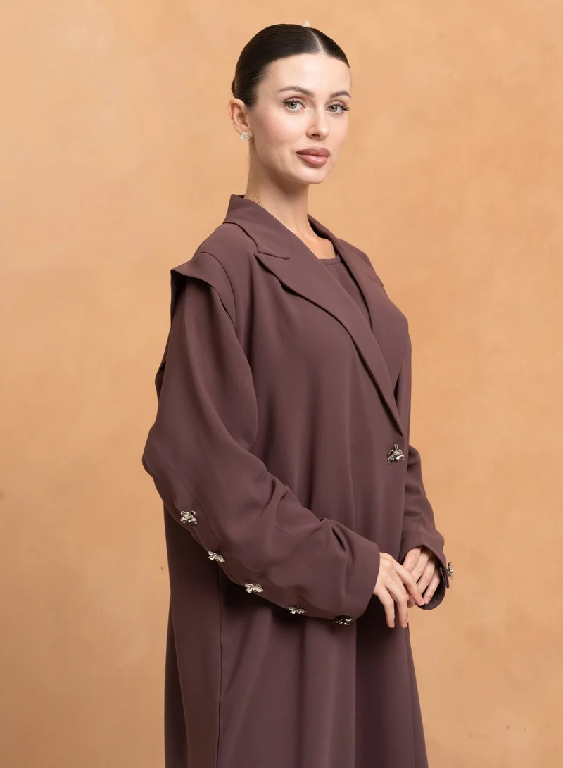 Meem by Mariyah Front open abaya with sheila